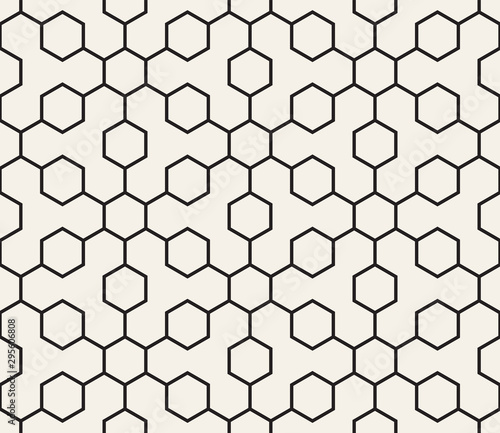 Vector seamless geometric pattern. Contemporary stylish hexagon tiles. Polygonal linear grid.