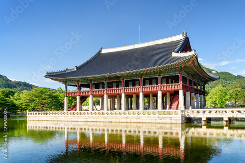 The main view of Gyeonghoeru Pavilion at Gyeongbokgung Palace