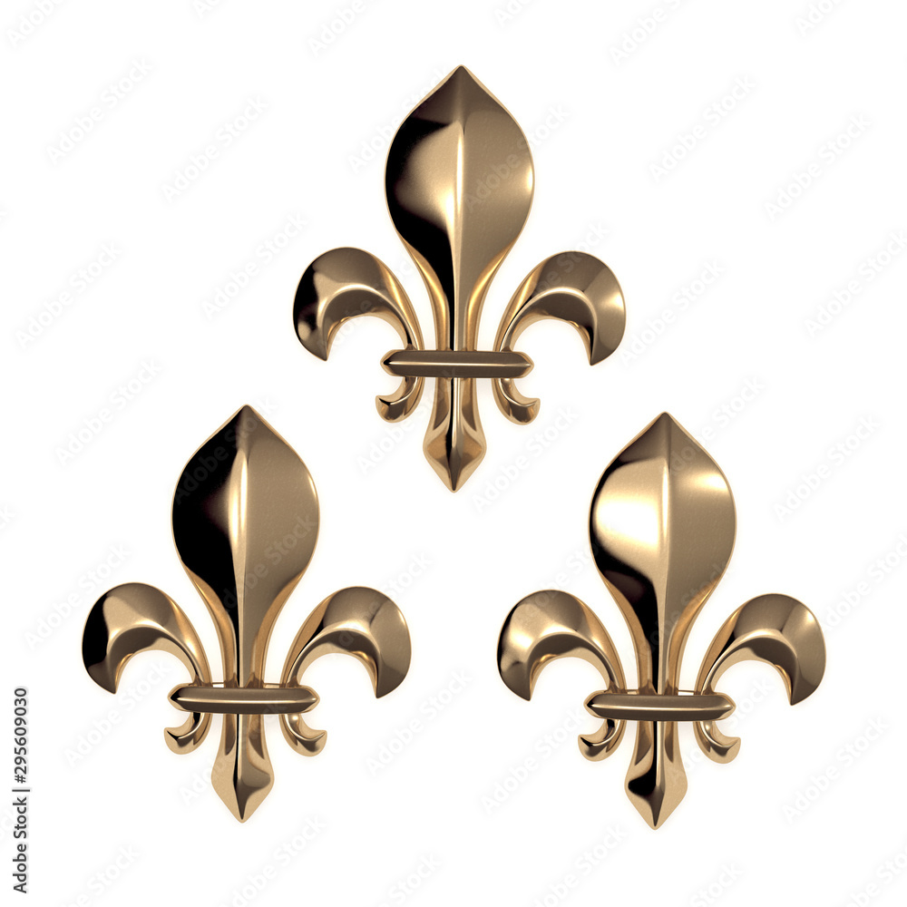 Three fleur de lis 3d rendering Three fleur de lis 3d rendering