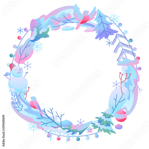 Decorative frame with winter items.