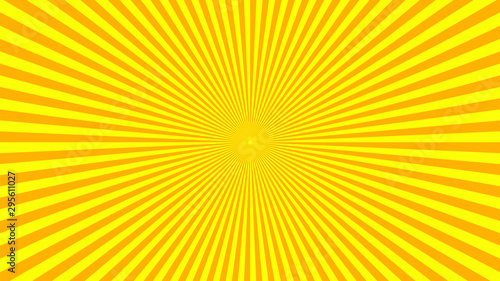 Orange yellow background superhero. Super hero cartoon gradient texture. Sun rays burst. Radiate sun beam, burst effect retro. Sunbeam light flash boom. Sunlight starburst poster. Vector illustration