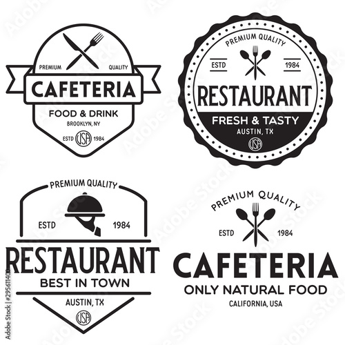 Vintage Restaurant Logos Design Templates Set. Vector design elements  Restaurant and Cafe icons.