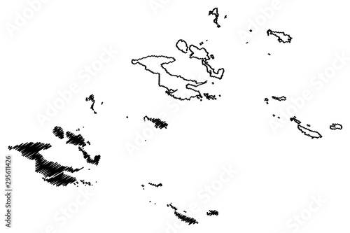 Milne Bay Province  Independent State Papua New Guinea  map vector illustration  scribble sketch D Entrecasteaux Islands  Trobriand Islands  Woodlark  Louisiade Archipelago  Tagula  Misima map....