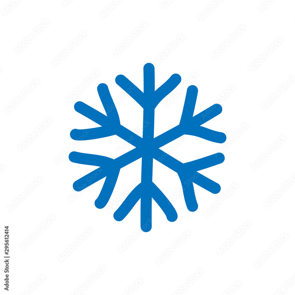 Snowflake sign. Blue Snowflake icon isolated on white background. Snow flake silhouette. Symbol of snow, holiday, cold weather, frost. Winter design element. Vector illustration Snowflake sign. Blue Snowflake icon isolated on white background. Snow flake silhouette. Symbol of snow, holiday, cold weather, frost. Winter design element. Vector illustration