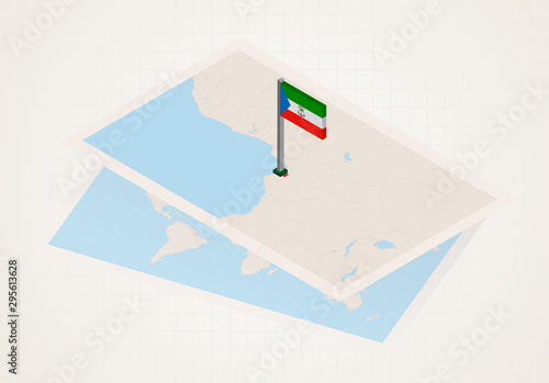 Equatorial Guinea selected on map with 3D flag of Equatorial Guinea.