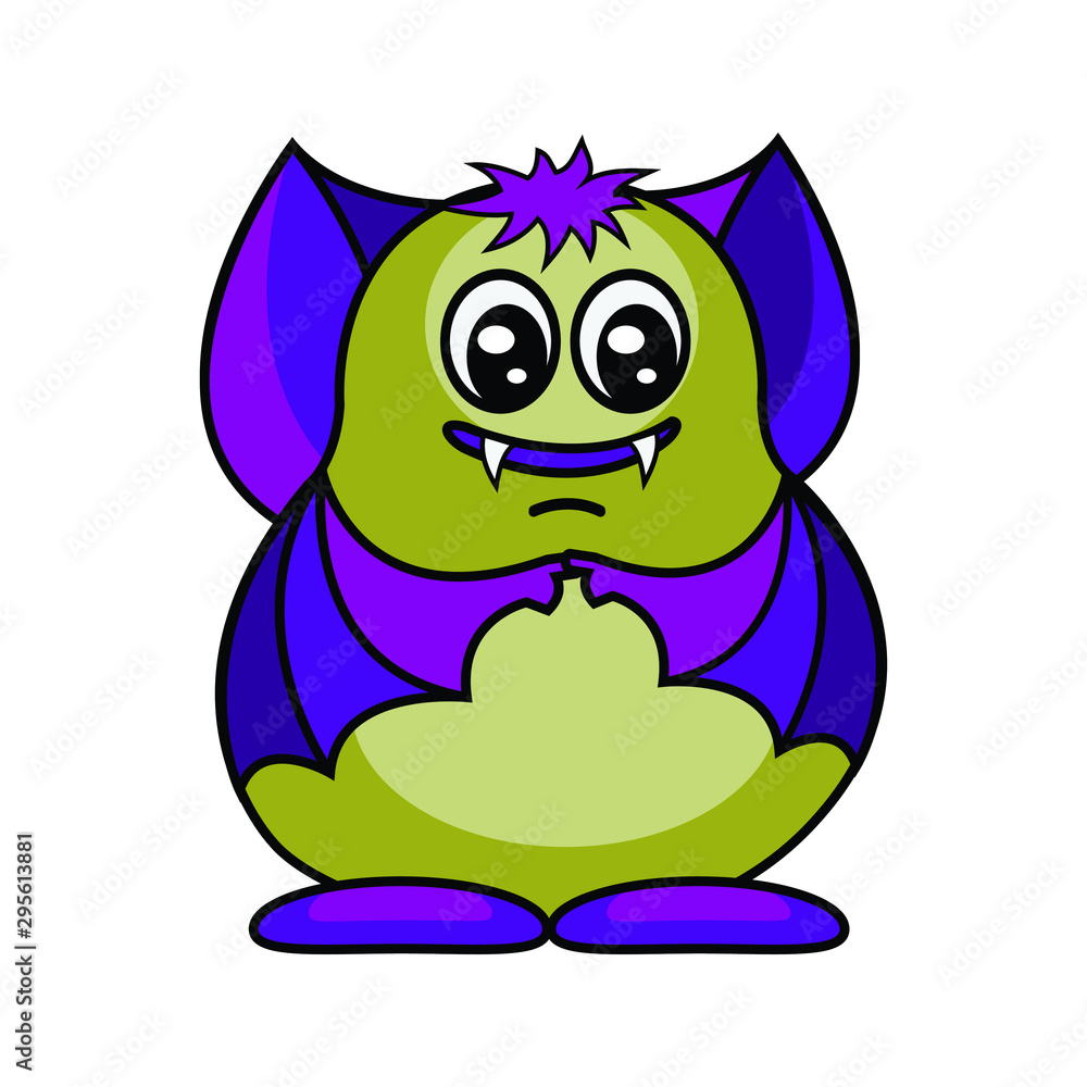 Obraz premium Monster bat character sticker. Vector illustration.
