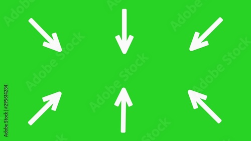 Oscillating white arrows on green screen animation