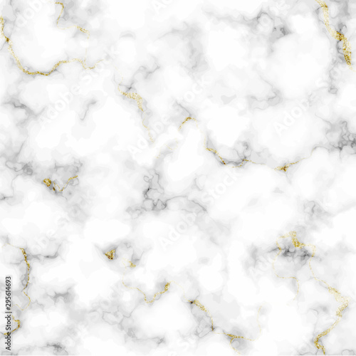 White Marble vector texture. Abstract golden glitter marbling background.