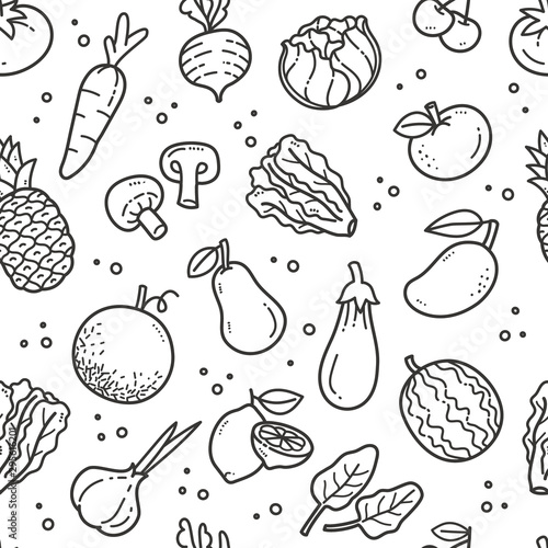 Seamless Fruit and Vegetable Pattern