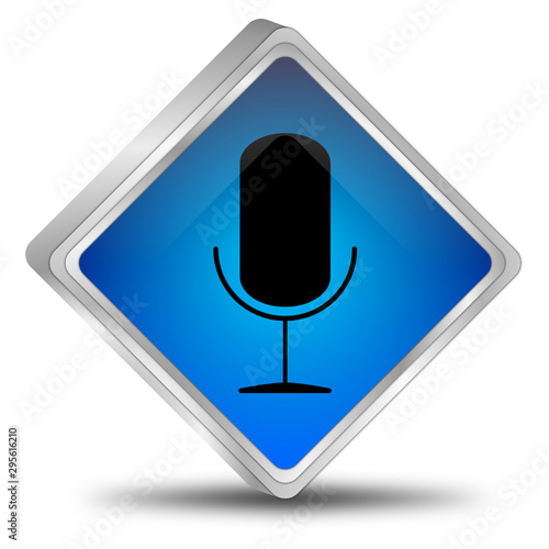 Button with microphone - 3D illustration