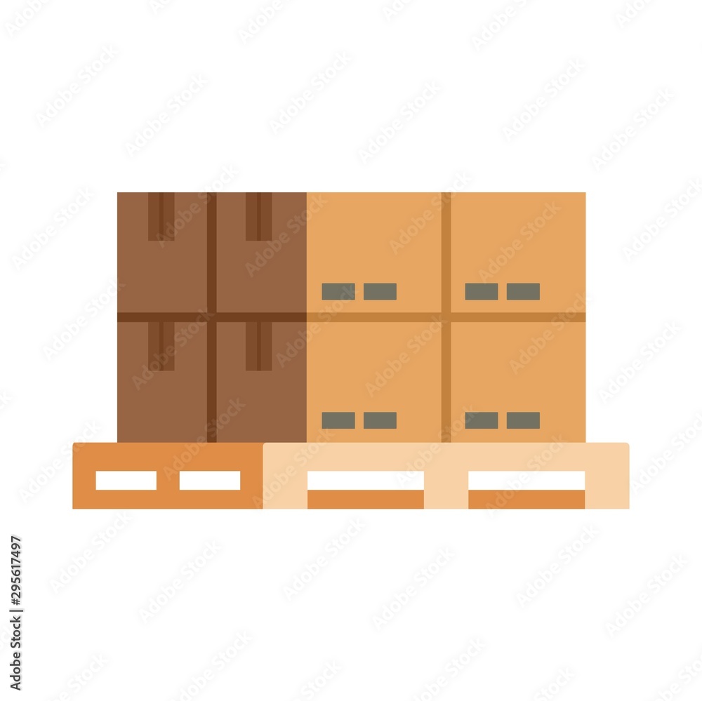 Box on pallet icon. Flat illustration of box on pallet vector icon for web  design Stock Vector | Adobe Stock