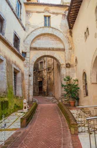Fototapeta Naklejka Na Ścianę i Meble -  The famous 'Porta Fuga', an ancient city gate of Spoleto, when Hannibal was defeated in 217 BC