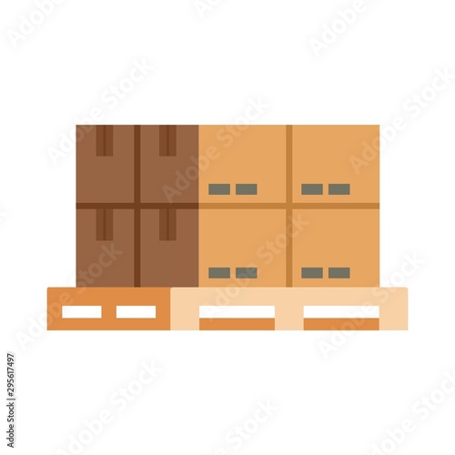 Box on pallet icon. Flat illustration of box on pallet vector icon for web design