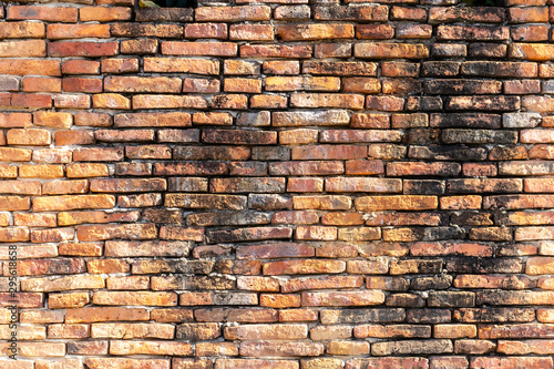 brick walls background and texture. The texture of the brick is orange. Background of empty brick basement wall.