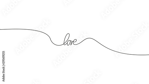 Love with hearts in continuous drawing lines in a flat style in continuous drawing lines. Continuous black line. The work of flat design. Symbol of love and tenderness