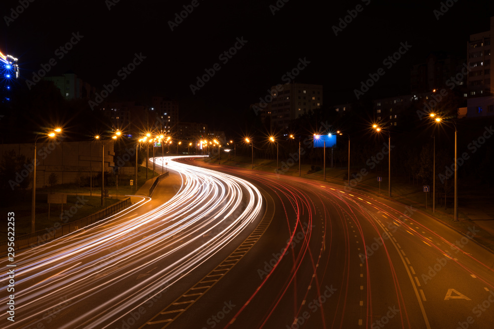 traffic in the city at night