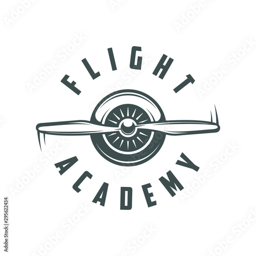Flight academy. Retro logo, emblem, badge. T-shirt print.