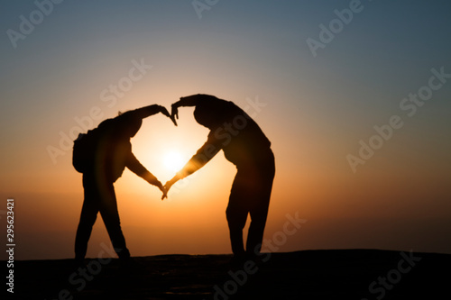 sunset and peoples silhouette at nemrut mountain