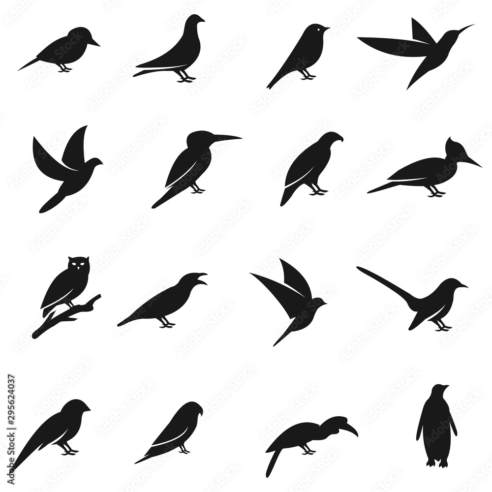 Birds icon set on white background, sign design Birds icon set on white background, sign design