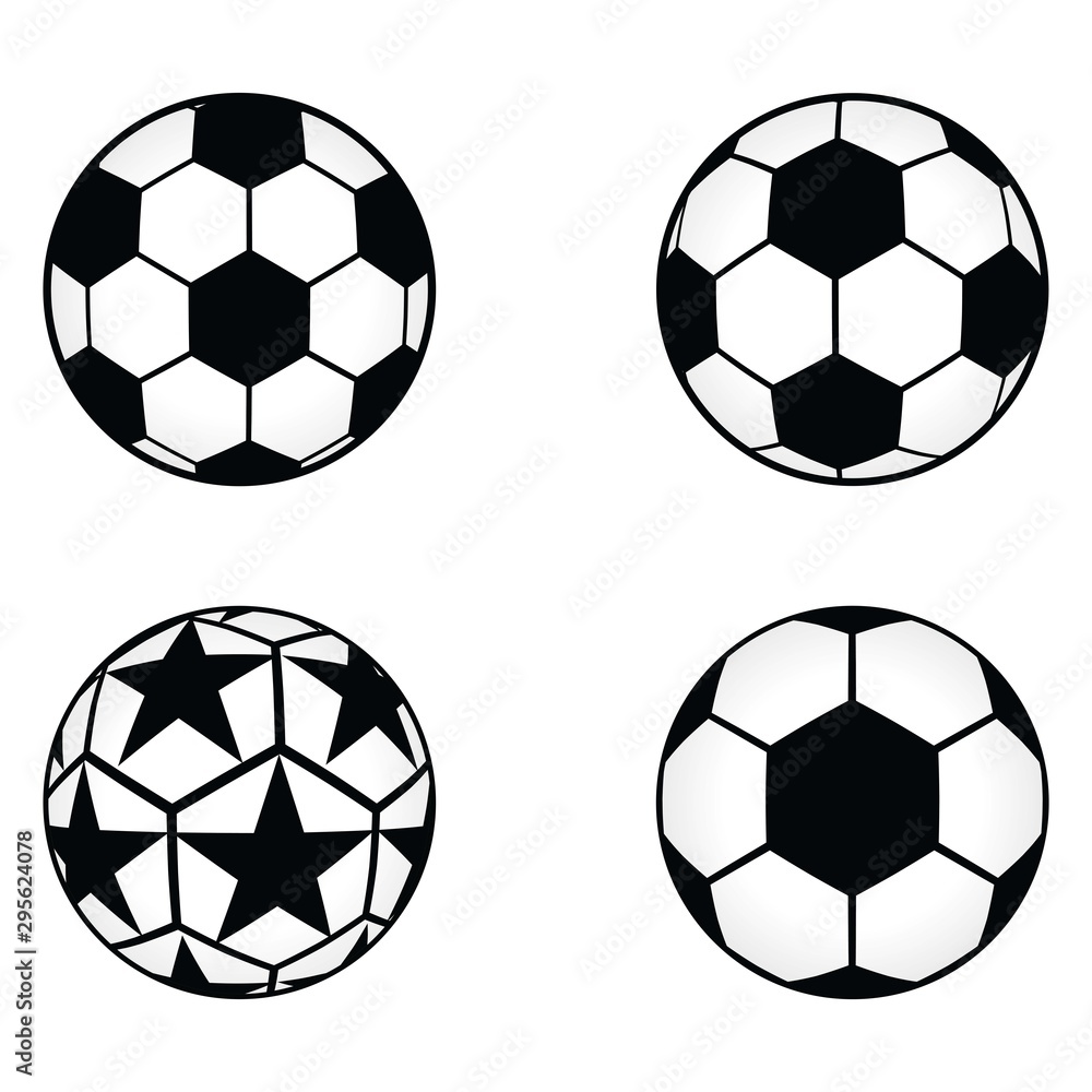 Soccer ball icon set vector sign,Flat vector illustration in black on white background Soccer ball icon set vector sign,Flat vector illustration in black on white background