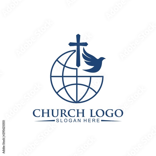 church christian logo vector icon design template. Christian symbols.