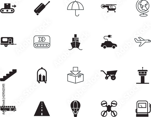 transport vector icon set such as: s, electric, public, umbrella, nautical, ecology, gas, vessel, collection, aid, street, sphere, benzine, geography, tank, camping, paper, machinery, camera