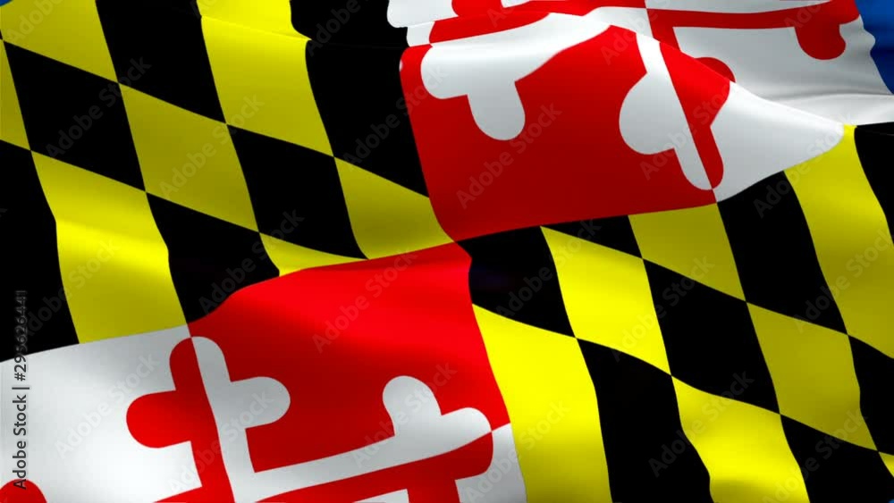 Maryland flag waving. National 3d United States flag waving. U.S