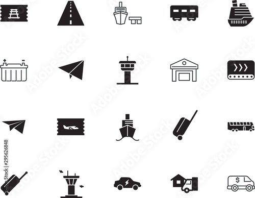 transport vector icon set such as: interface, button, race, template, electro, power, action, silhouette, order, access, drive, bus, ecological, coupon, airline, money, machinery, modern, road, life