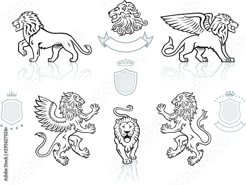 Lions Drawings, Lion Head, Heraldic Lions, Winged Lion