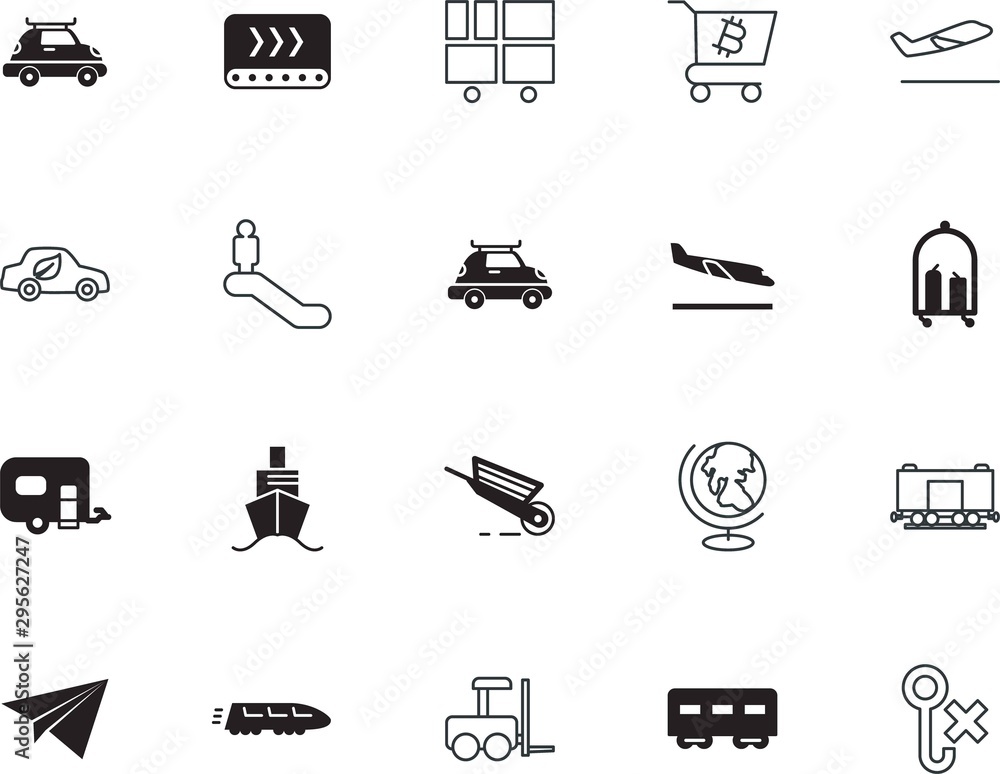 Fototapeta premium transport vector icon set such as: digital, assembly, metro, paper, boat, loader, airliner, origami, process, down, escalator, fragile, marine, automated, barrow, warehouse, staircase, hydraulic