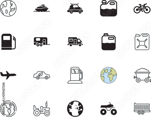 transport vector icon set such as: cruiser, sea, engineering, suitcase, work, hybrid, fabrication, interface, heavy, machinery, refueling, metal, mining, resource, tour, stroke, luxury, atv, cruise