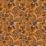 Seamless floral retro pattern in ocher, brown and golden color.