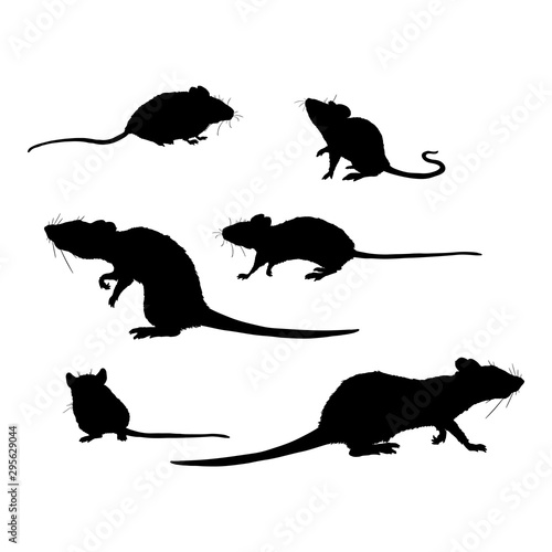 Vector Set of Rats and Mouses Black Silhouettes