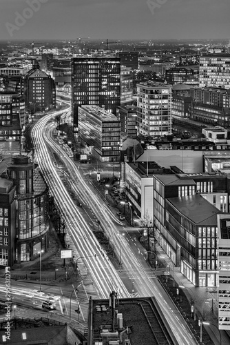 Hamburg  Germany. Aerial view of the inner city at night.