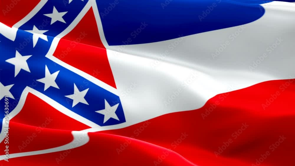 Mississippi flag waving. National 3d United States flag waving. U.S. Mississippi seamless loop animation. American US State flag HD resolution Background. Jackson Mississippi flag closeup 1080p Full Mississippi flag waving. National 3d United States flag waving. U.S. Mississippi seamless loop animation. American US State flag HD resolution Background. Jackson Mississippi flag closeup 1080p Full