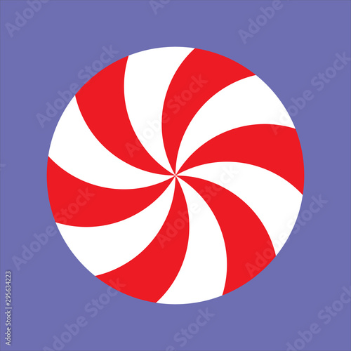Vector illustration of an isolated Christmas red and white peppermint candy sweet.