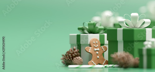 Christmas white background with christmas balls and decoration - 3d rendering