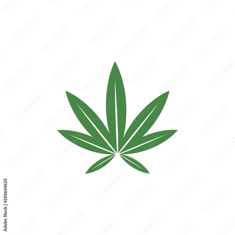 Naklejka premium Cannabis marijuana hemp leaf logo