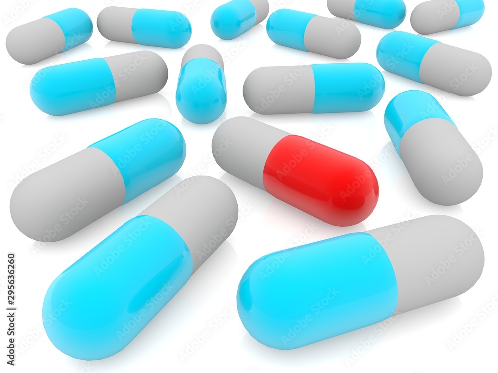 Colored capsules of medicine 