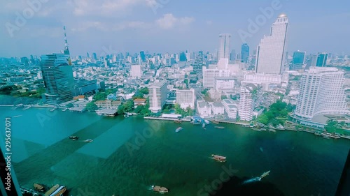 The capital city is full of traffic, both land and water traffic.