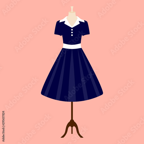 Vector illustration of an isolated vintage dress on a mannequin.