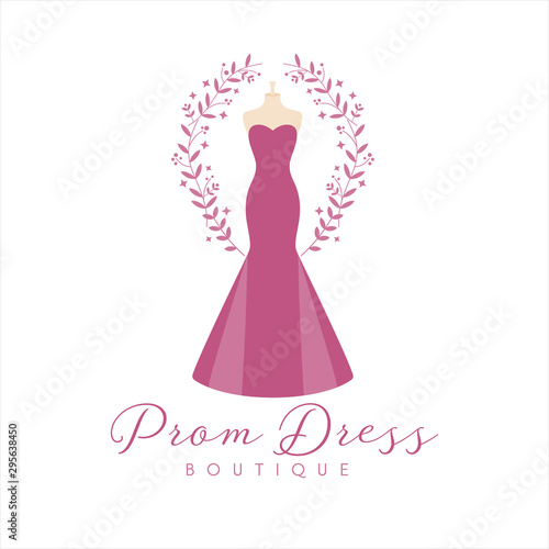 Vector illustration of a prom dress fashion boutique concept.