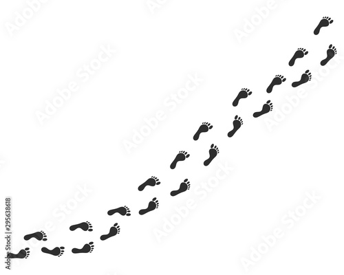 Human footprints icon isolated on white background. Footsteps footprint trekking route.