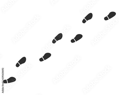 Human footprints icon isolated on white background. Footsteps footprint trekking route.