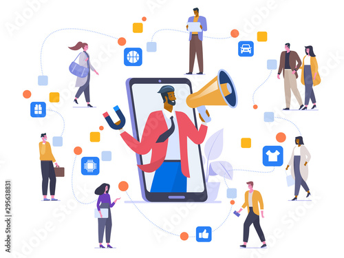 Word of mouth marketing flat vector illustration