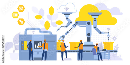 Manufacturing process flat vector illustration