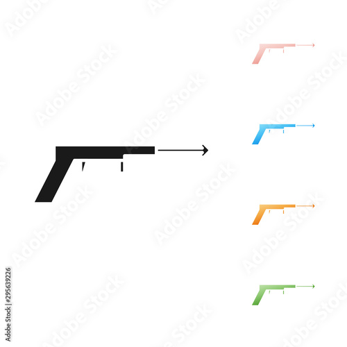 Black Fishing harpoon icon isolated on white background. Fishery manufacturers for catching fish under water. Diving underwater equipment. Set icons colorful. Vector Illustration