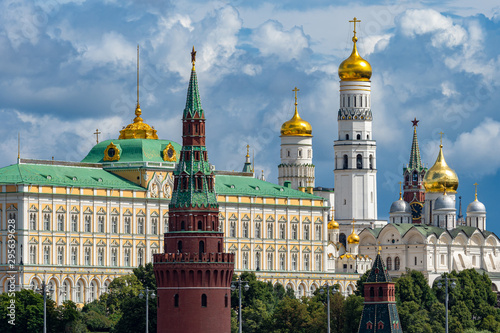Moscow. Russia. Kremlin. Buildings of the Moscow Kremlin. Turret. Grand Kremlin palace. Cathedrals. Symbols of the Russian capital. Travel to Russia.