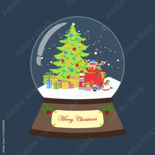 Christmas tree in snowball illustration