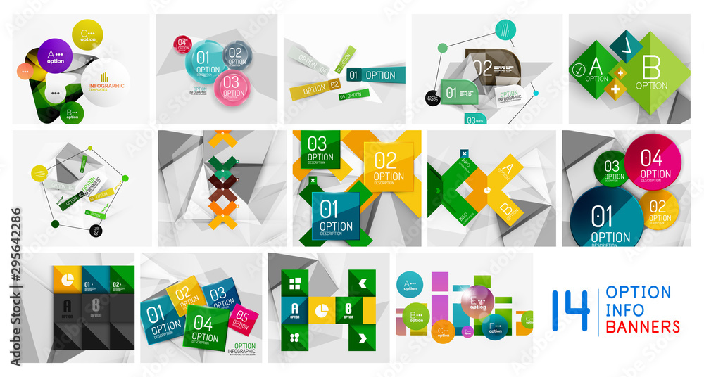 Paper infographics option geometric design set Paper infographics option geometric design set